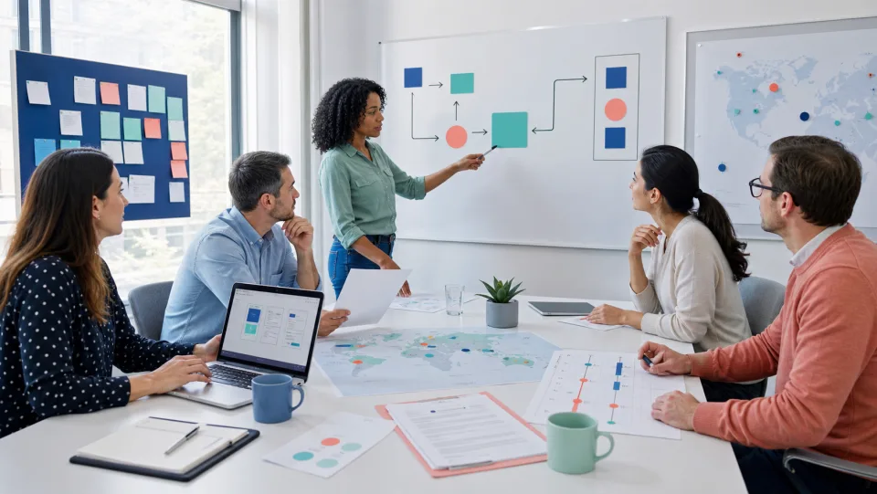 Cross-functional team defining the next action around a digital business decision
