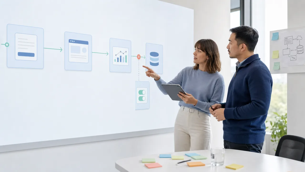 Product and engineering team mapping customer data from an app interface to analytics and service vendors