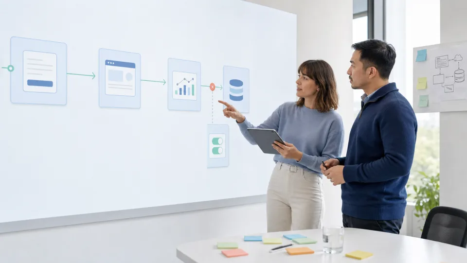 Product team mapping customer data between an app, analytics tools and service vendors